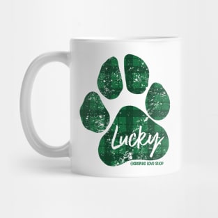 Lucky Paw Print, Green Plaid © GraphicLoveShop Mug